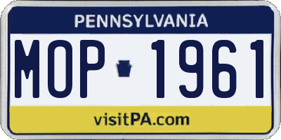 PA license plate MOP1961