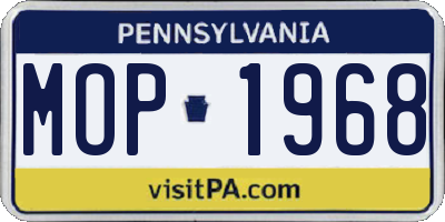 PA license plate MOP1968