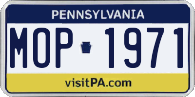 PA license plate MOP1971