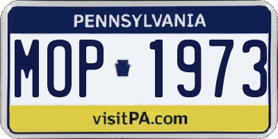 PA license plate MOP1973