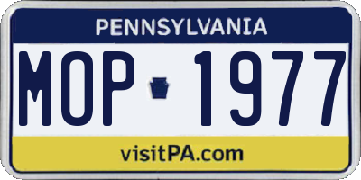 PA license plate MOP1977
