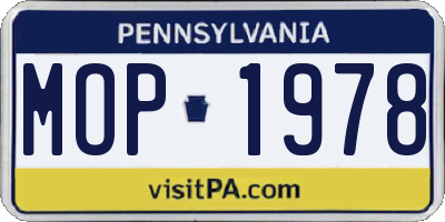 PA license plate MOP1978