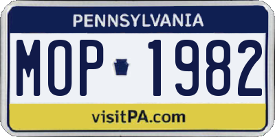 PA license plate MOP1982