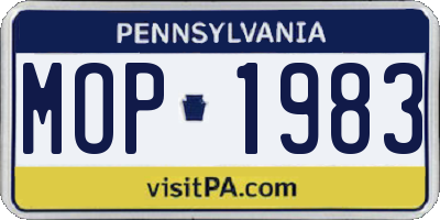 PA license plate MOP1983