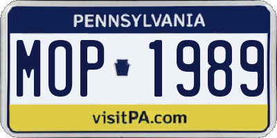 PA license plate MOP1989