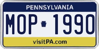PA license plate MOP1990