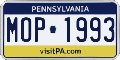 PA license plate MOP1993