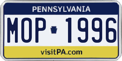PA license plate MOP1996