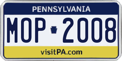 PA license plate MOP2008