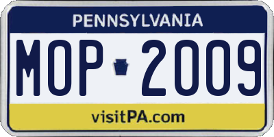 PA license plate MOP2009