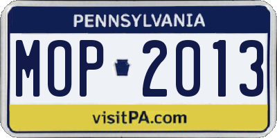PA license plate MOP2013