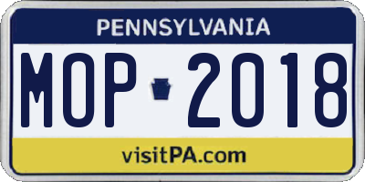 PA license plate MOP2018