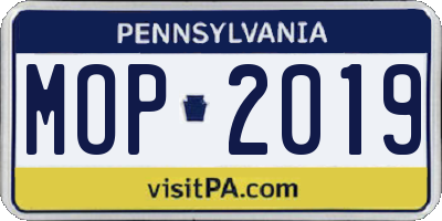 PA license plate MOP2019
