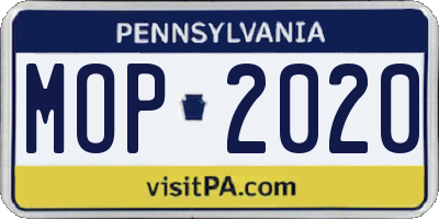 PA license plate MOP2020