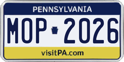 PA license plate MOP2026