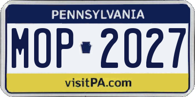 PA license plate MOP2027