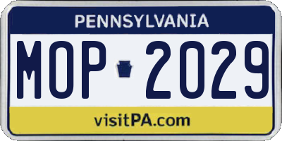 PA license plate MOP2029