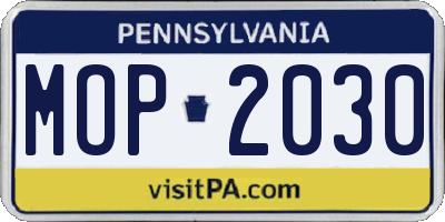 PA license plate MOP2030