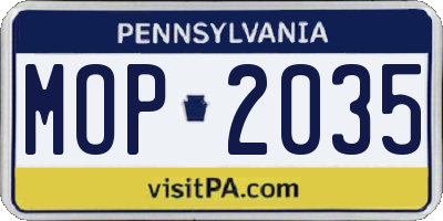 PA license plate MOP2035