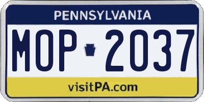PA license plate MOP2037
