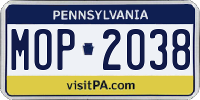 PA license plate MOP2038