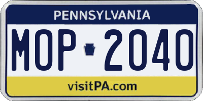 PA license plate MOP2040