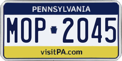 PA license plate MOP2045