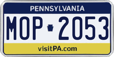 PA license plate MOP2053