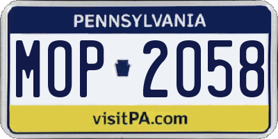 PA license plate MOP2058