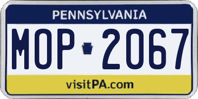PA license plate MOP2067