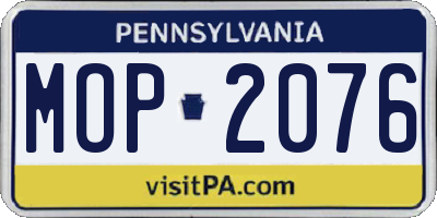 PA license plate MOP2076