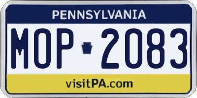 PA license plate MOP2083