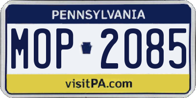 PA license plate MOP2085
