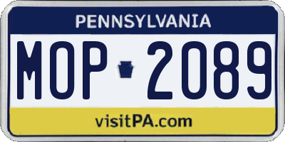 PA license plate MOP2089