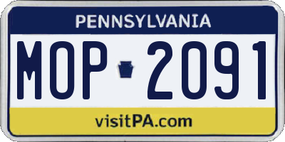PA license plate MOP2091