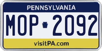 PA license plate MOP2092