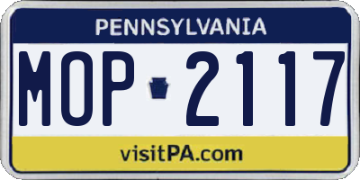 PA license plate MOP2117
