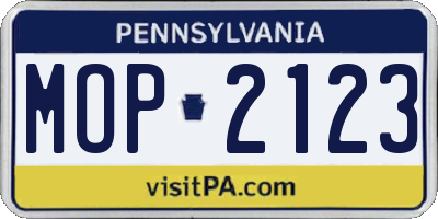 PA license plate MOP2123