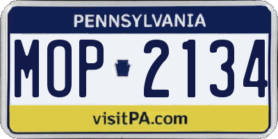 PA license plate MOP2134