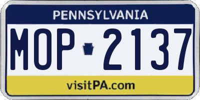 PA license plate MOP2137