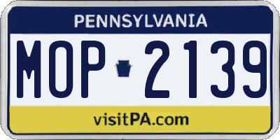 PA license plate MOP2139