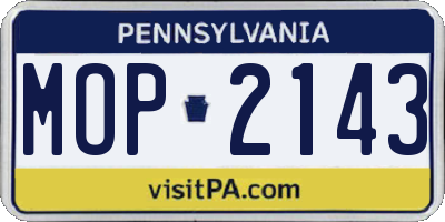 PA license plate MOP2143
