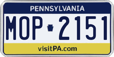 PA license plate MOP2151