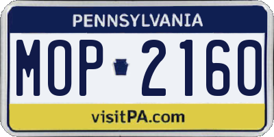 PA license plate MOP2160