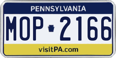 PA license plate MOP2166
