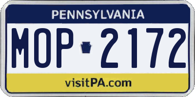 PA license plate MOP2172