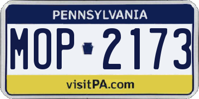 PA license plate MOP2173