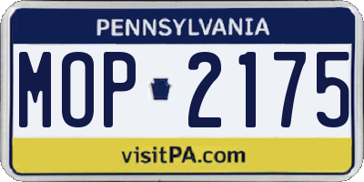 PA license plate MOP2175
