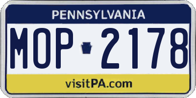 PA license plate MOP2178
