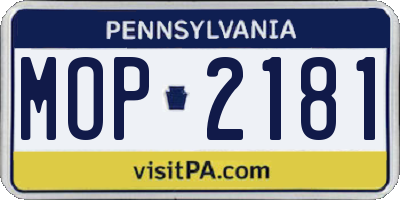 PA license plate MOP2181